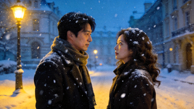 韩剧冬日恋歌男女主角在雪地中浪漫相遇的经典场景